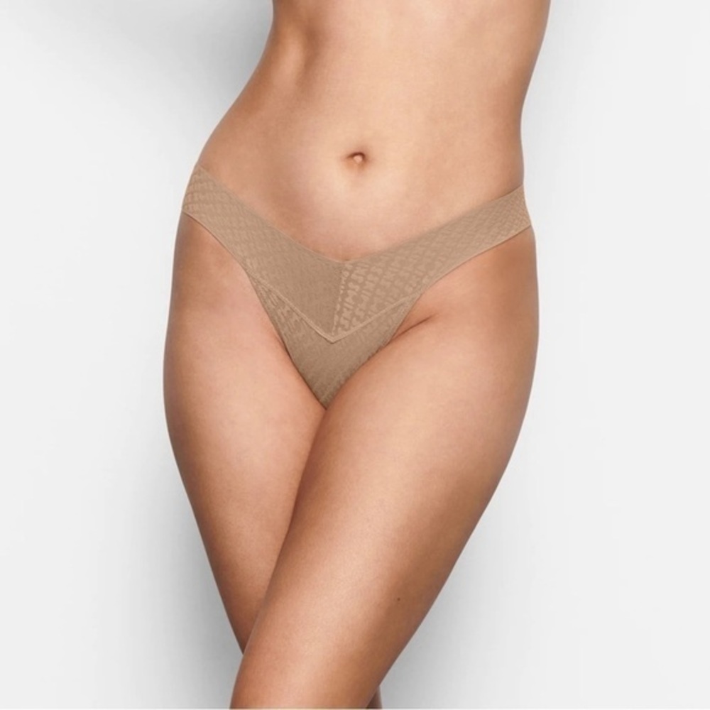 🤎 SKIMS Logo Mesh Cheeky Bikini Large NWT Sheer Stretch Underwear - Picture 4 of 4